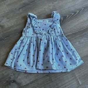 Mayoral Vintage Blue Stripe Lady Bug Baby Dress size‎ 6